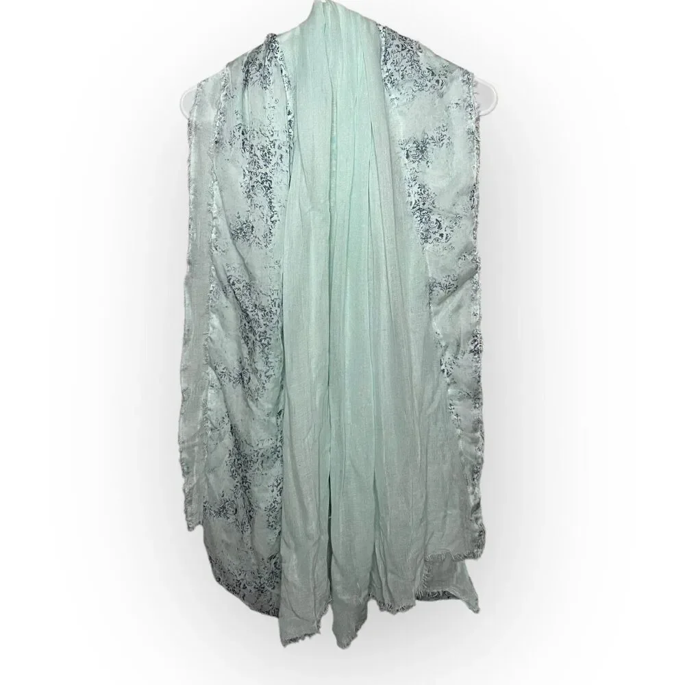 Collection 18 Women's Sheer Mint Green & Blue Floral Scarf Wrap Shawl One Size